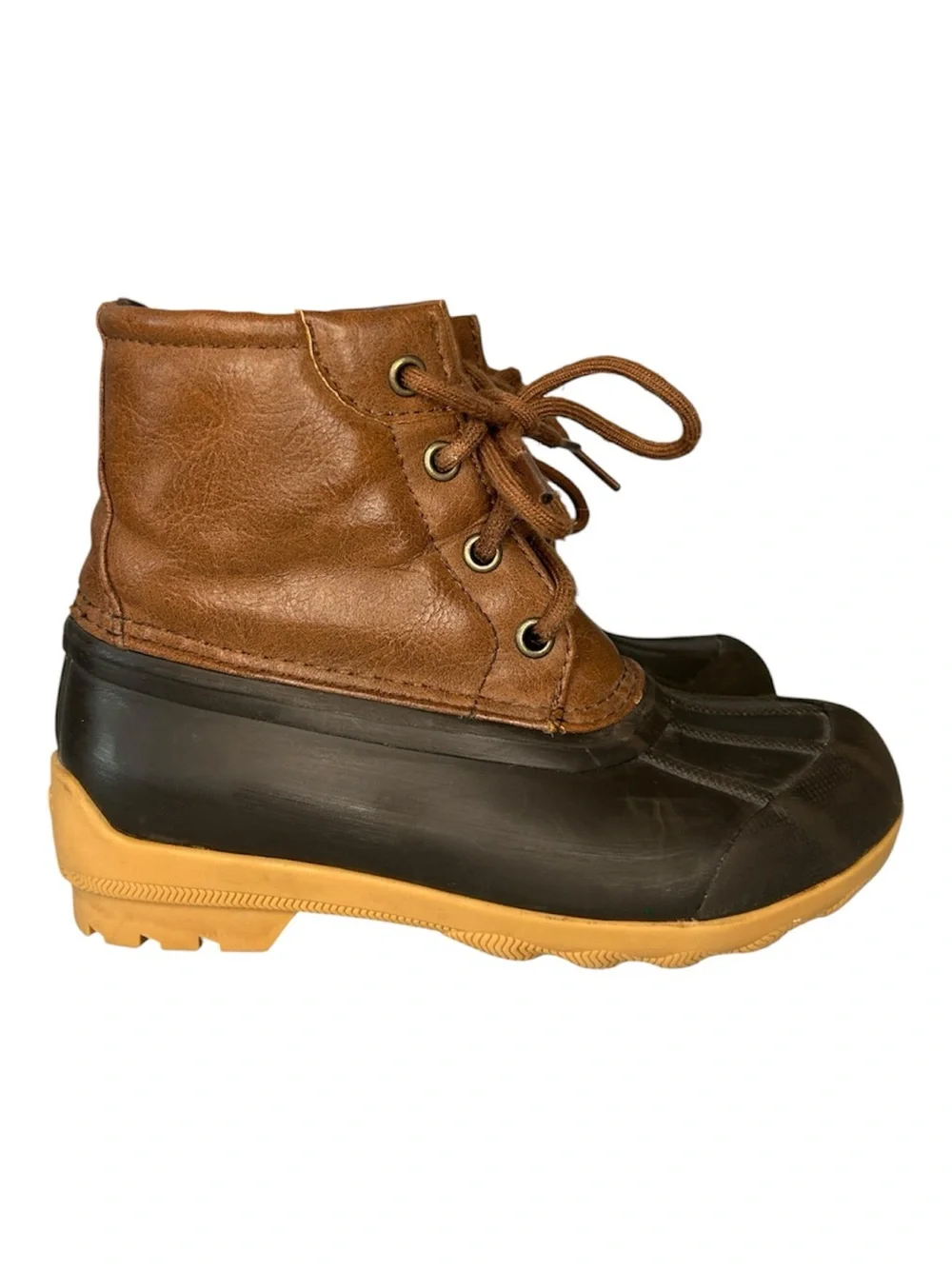 Sperry Two-Tone Brown Kids Duck Boots
